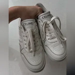 【関税込・国内発送】CELINE low lace-up sneakers CELINE TRAINER LOW LACE-UP SNEAKER in CALFSKIN - OPTIC WHITE